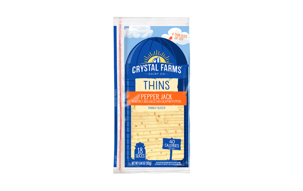 Pepper Jack Natural Thin Sliced Cheese Crystal Farms