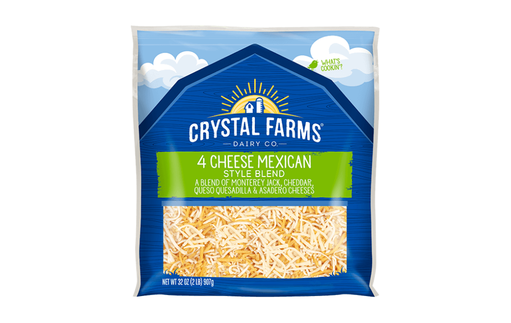 Mexican 4 Cheese Blend Finely Shredded Cheese Crystal Farms