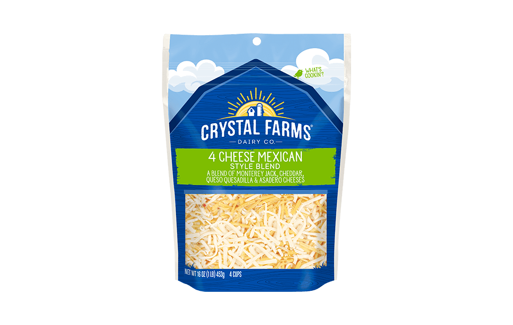 Mexican 4 Cheese Blend Finely Shredded Cheese Crystal Farms