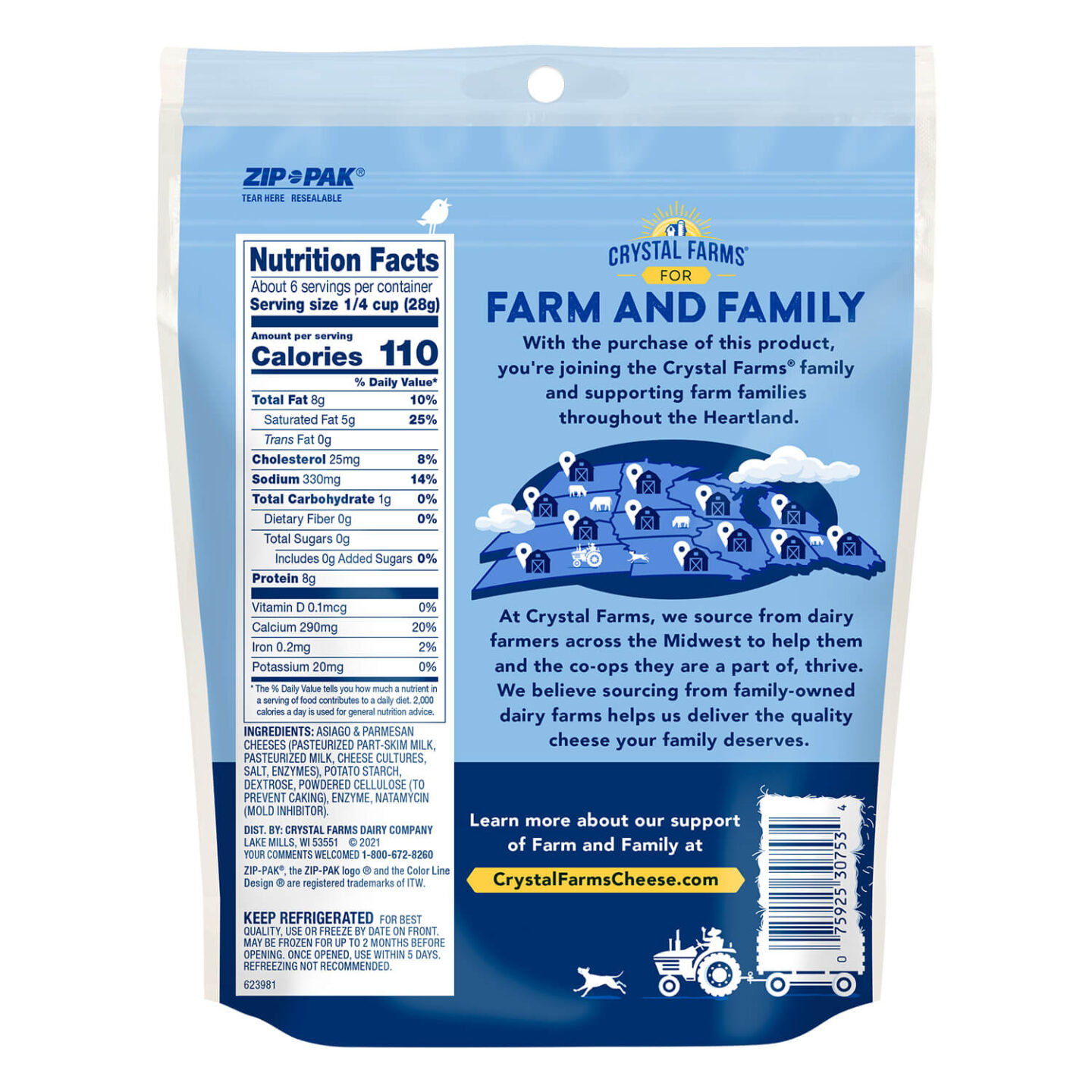Crystal Farms | Shredded Parmesan Asiago