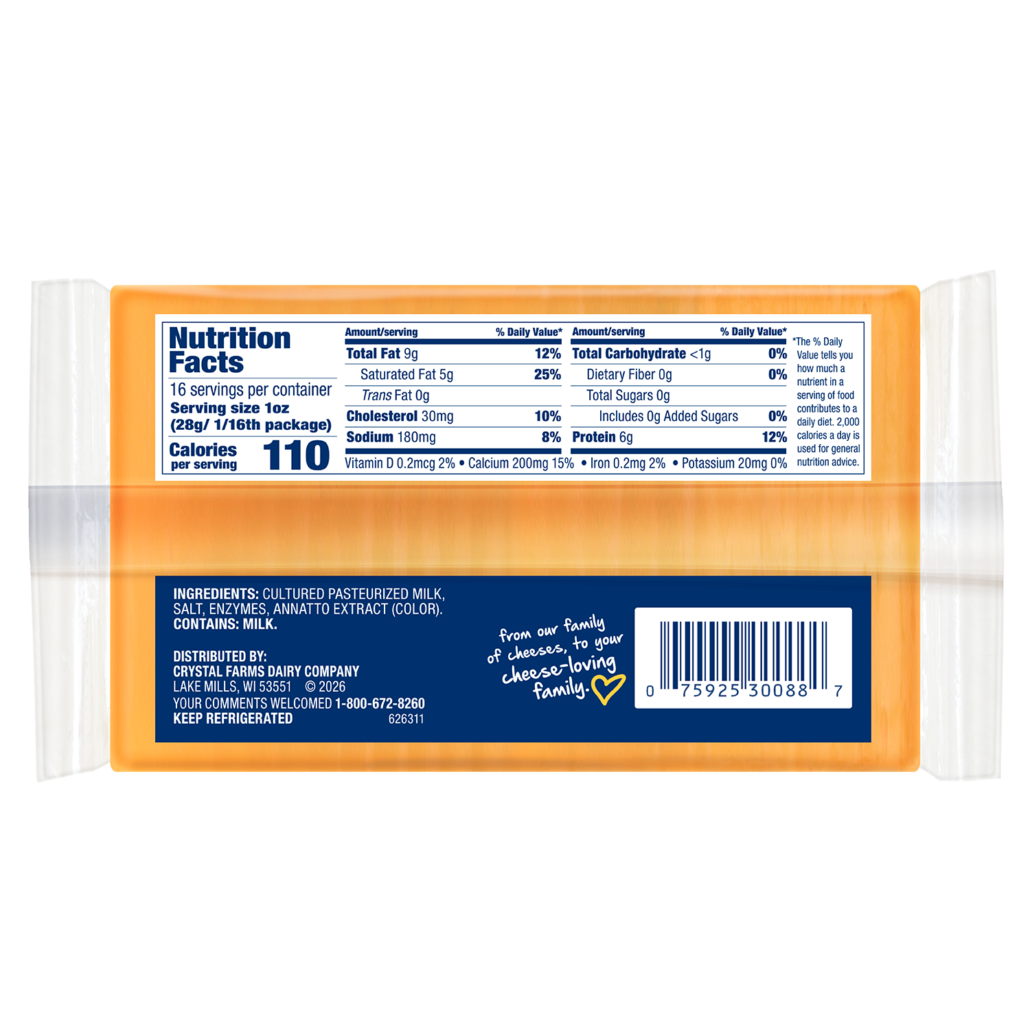 Sharp Cheddar nutrition