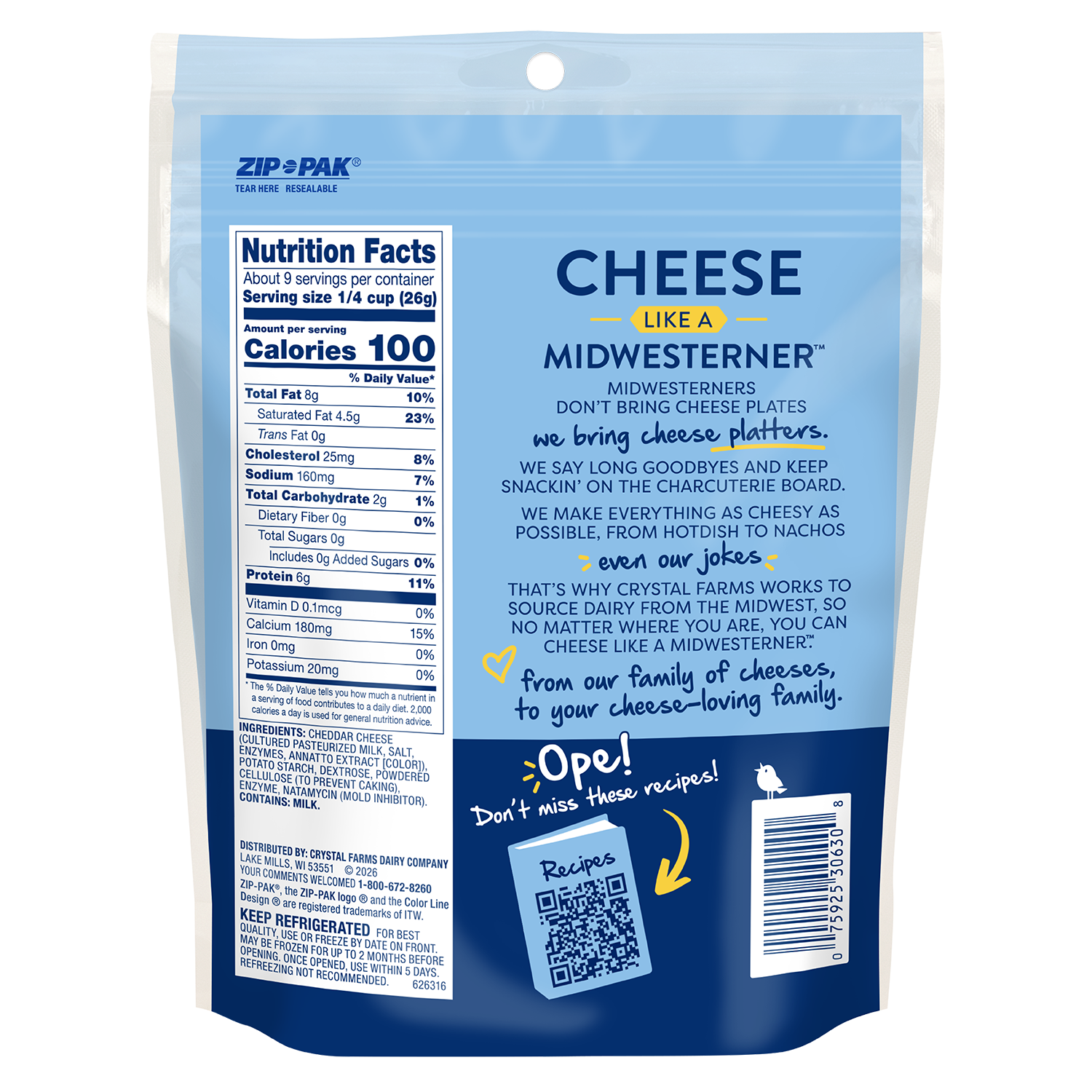 Sharp Cheddar Cheese Shreds nutrition