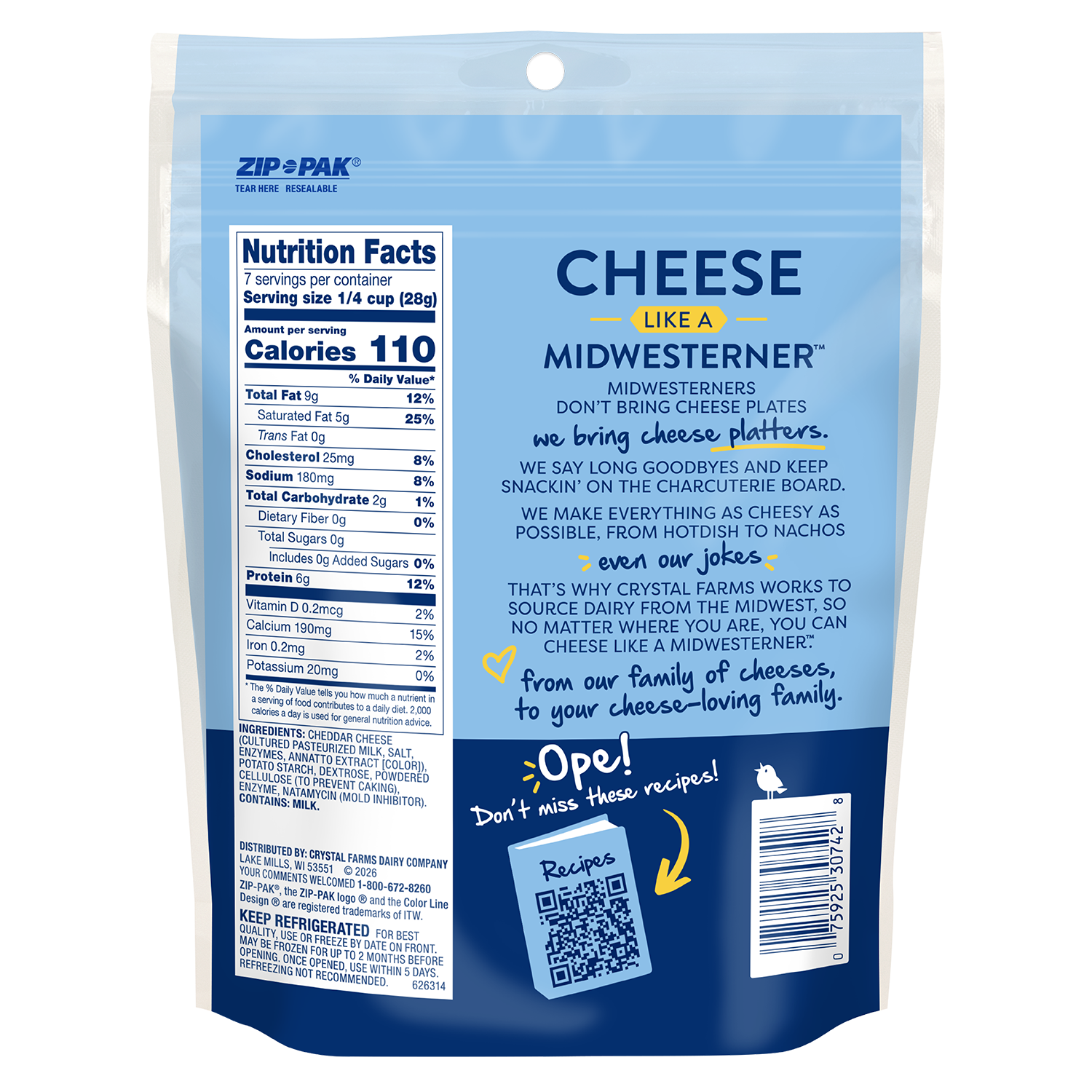 Extra Sharp Cheddar Shreds nutrition