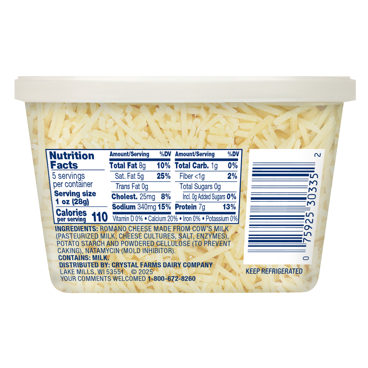 Shredded Romano Cheese nutrition