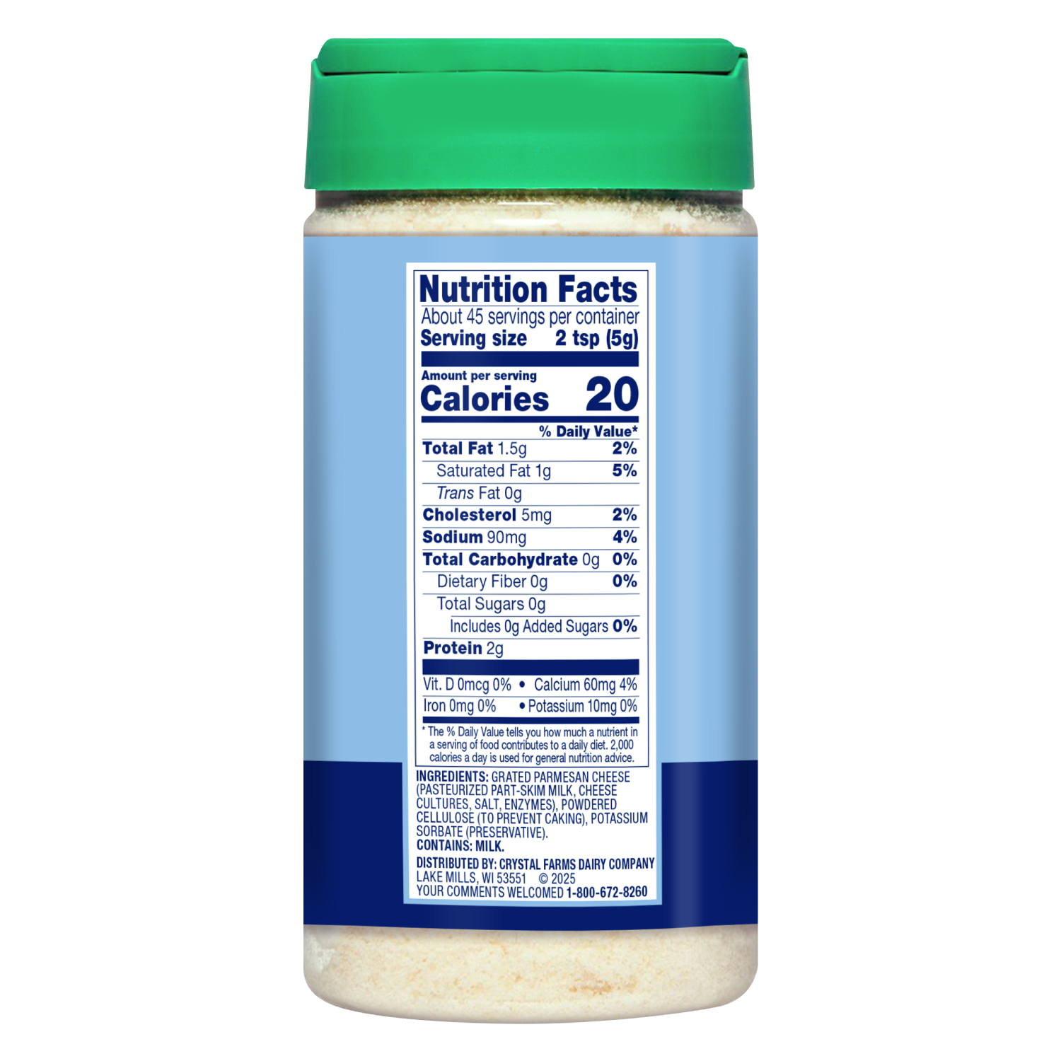 Grated Parmesan Shaker nutrition