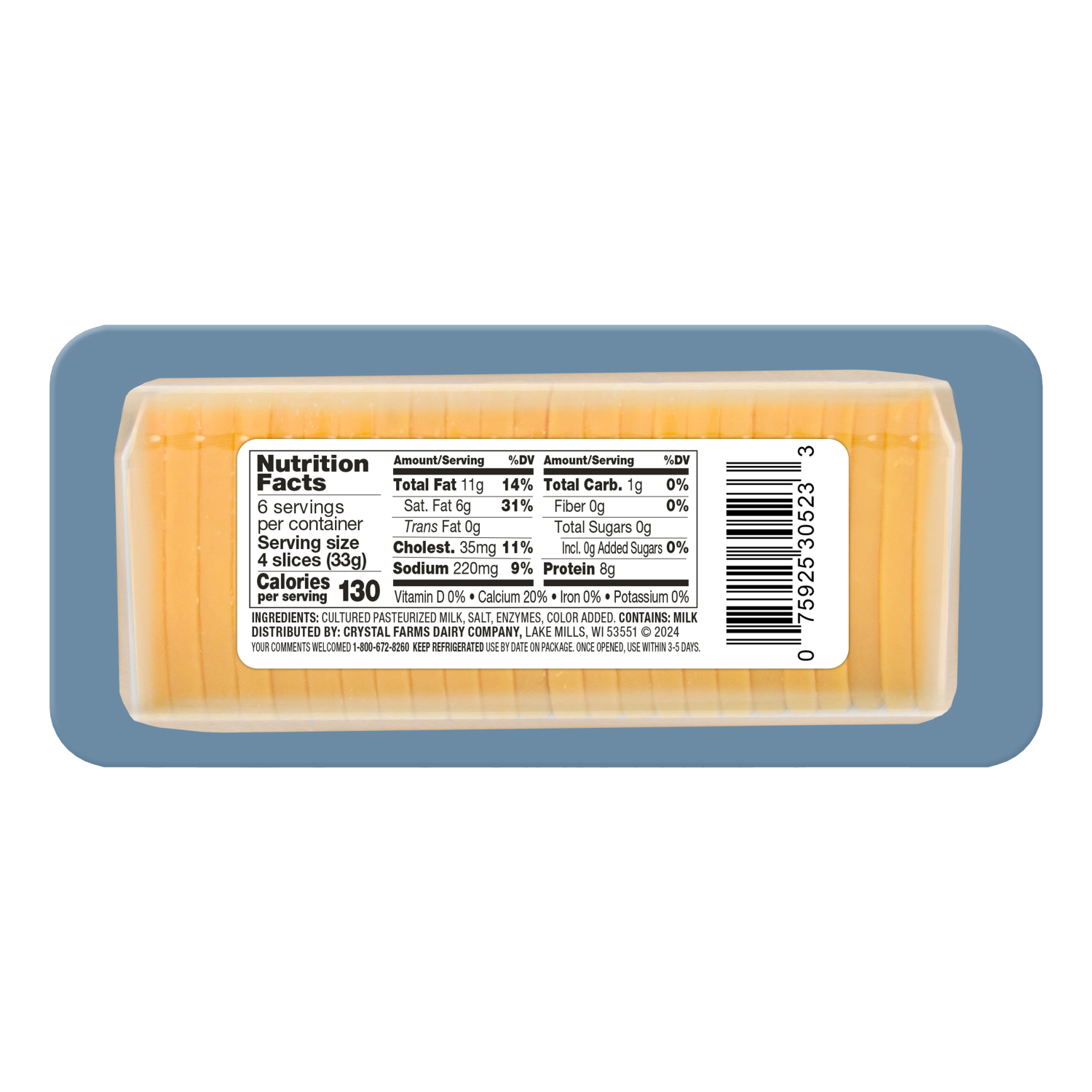 Mild Cheddar Cracker Cut Cheese Nutrition Panel