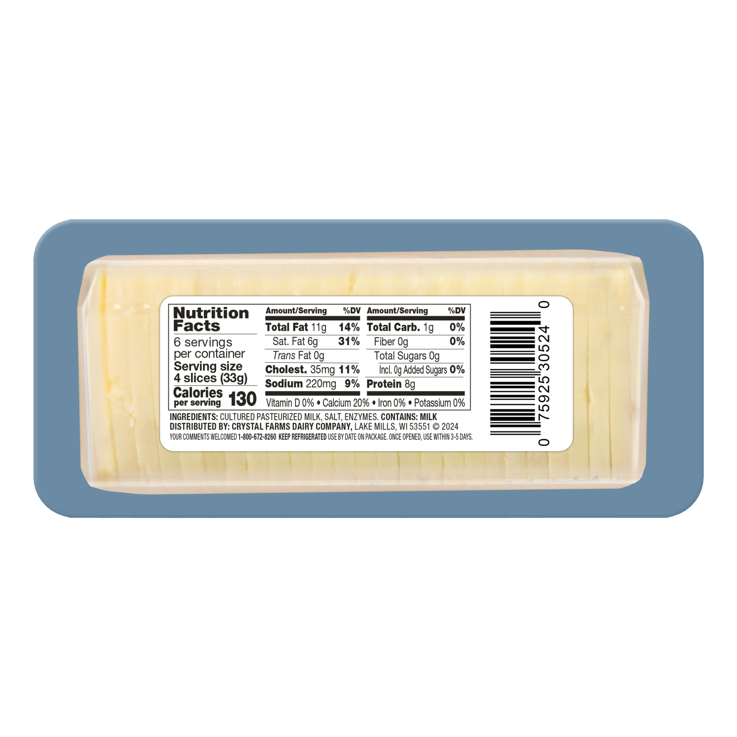 Sharp Cheddar Cracker Cut Cheese Nutrition Panel