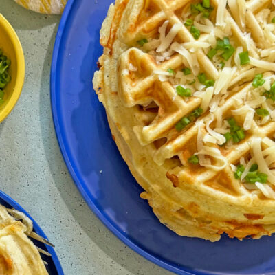 Cheesy Savory Waﬄes (Garlic & Herb)