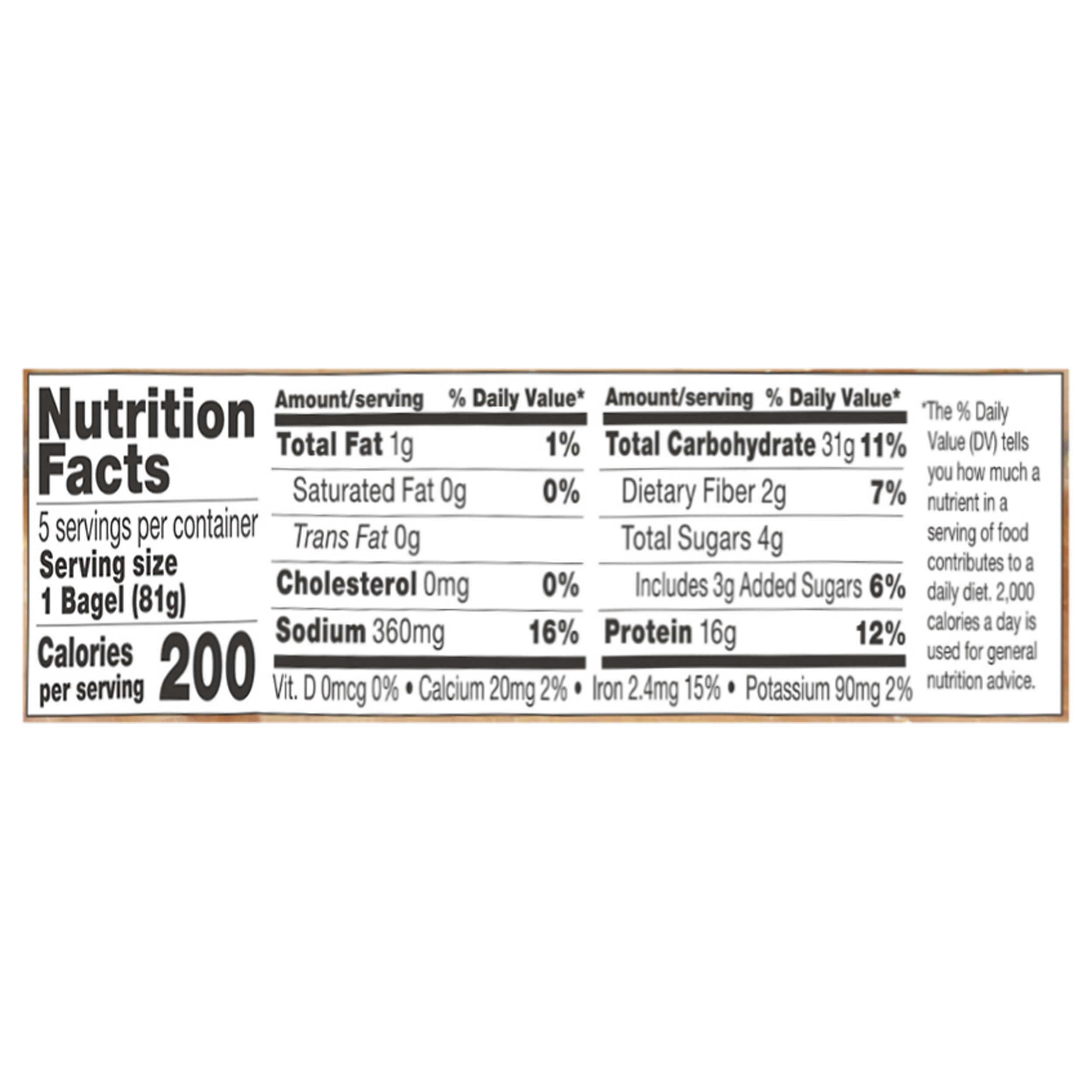 Plain Protein Bagels Nutrition Facts