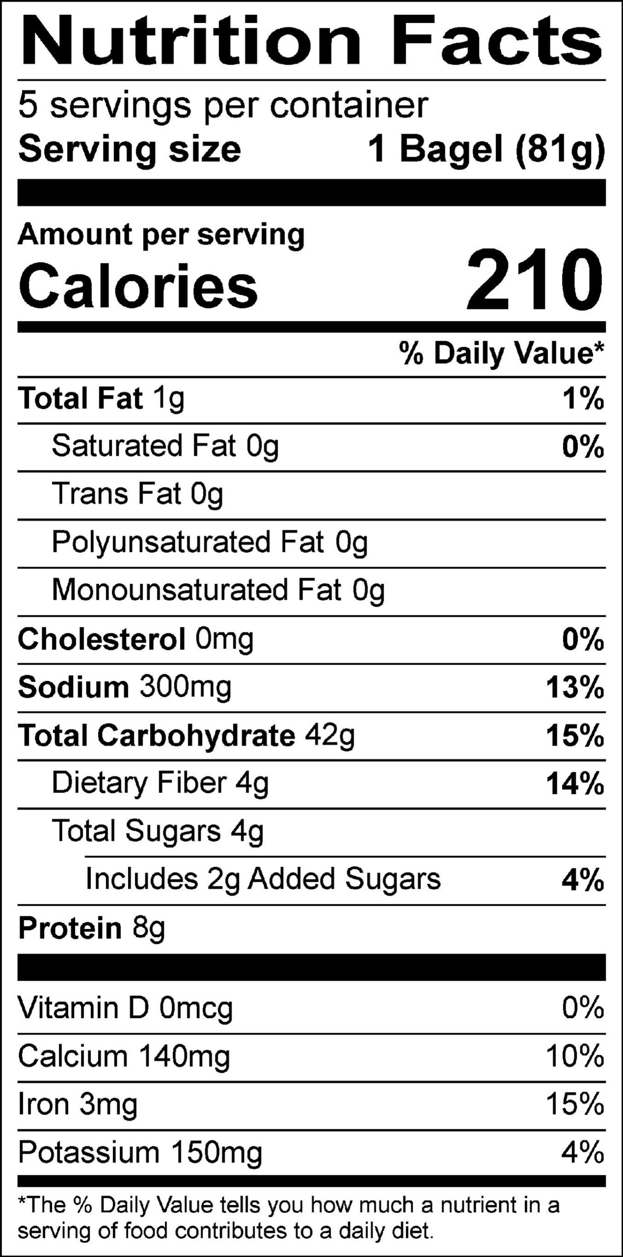 Tuscan Bagel nutrition